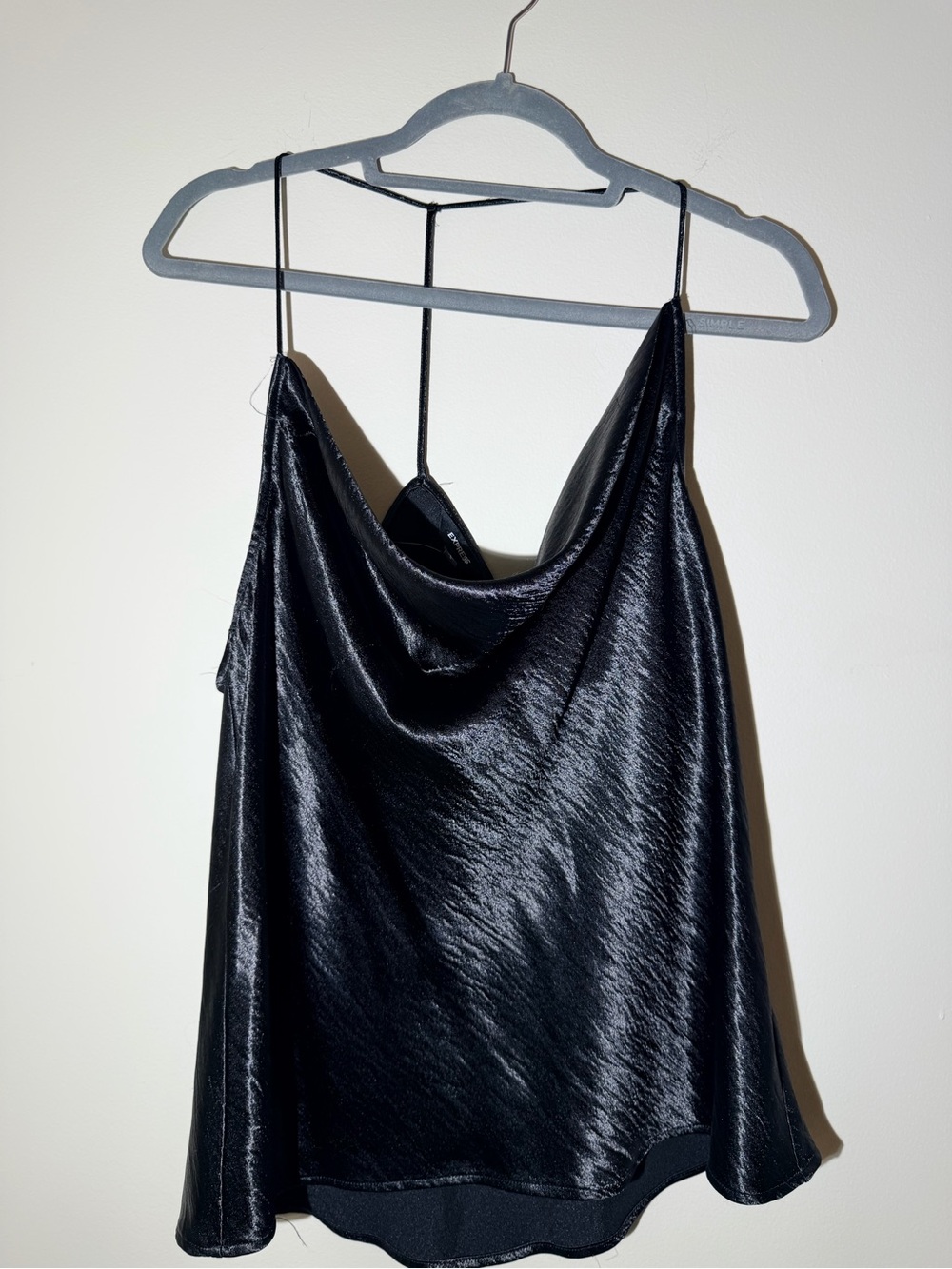 Express Black Satin Cowl Neck Camisole